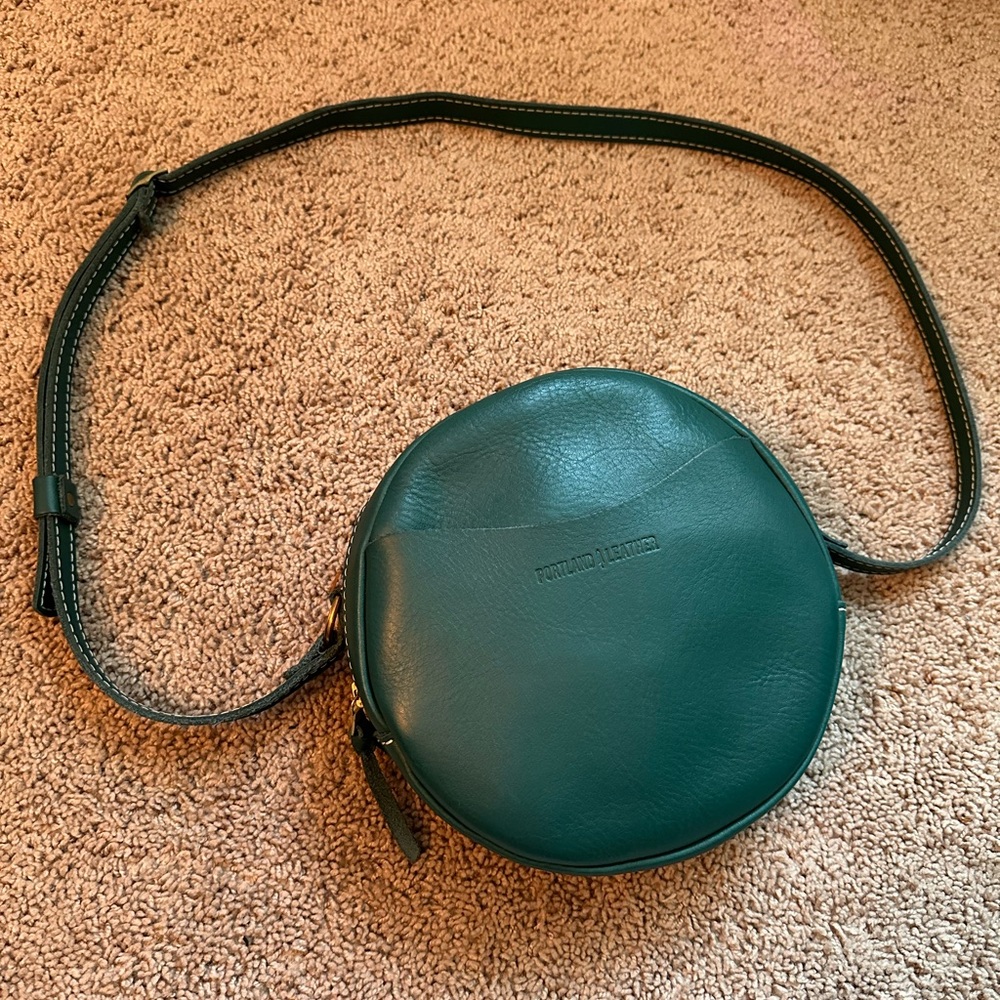 Portland Leather Large Circle Crossbody Peacock AP